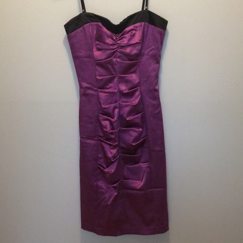 Nicole Miller pink purple ruched dress size 4